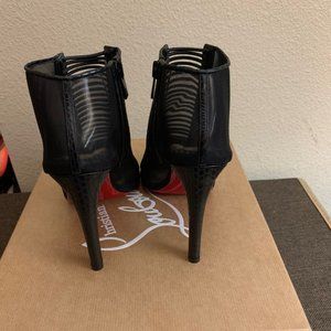Christian Louboutin - Trouble 100 Mesh & Leather Booties $900.00 Women's Size 38